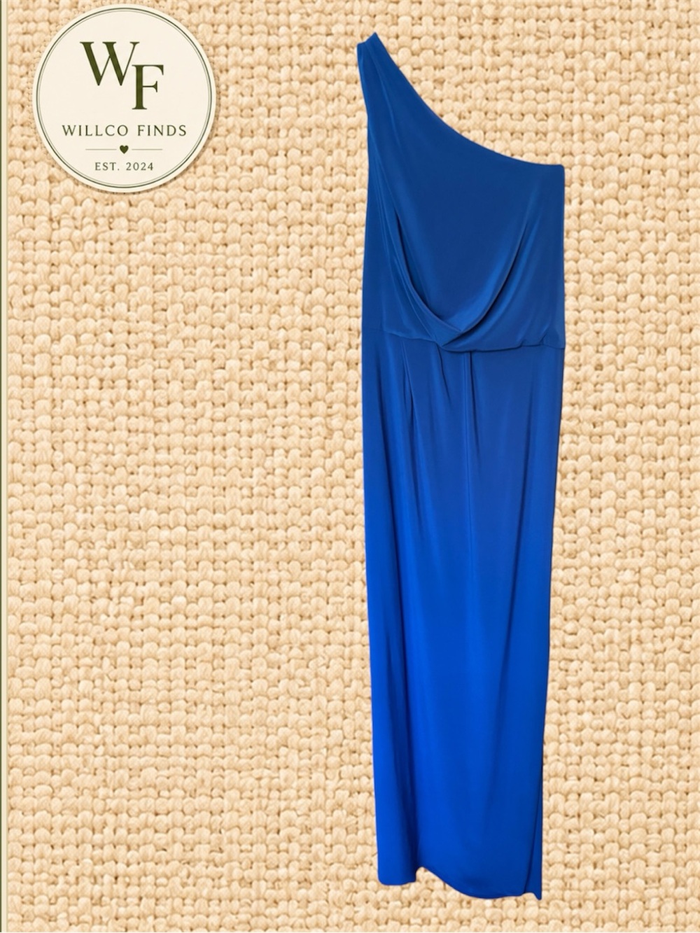 NWT Hailey Adrianna Papell Royal Blue One Shoulder Maxi Dress Size 6